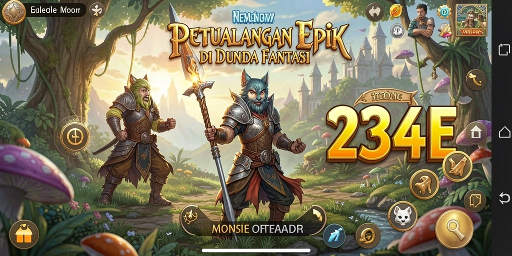 Screenshot utama 234E menampilkan aksi mendebarkan dalam pertempuran RPG.