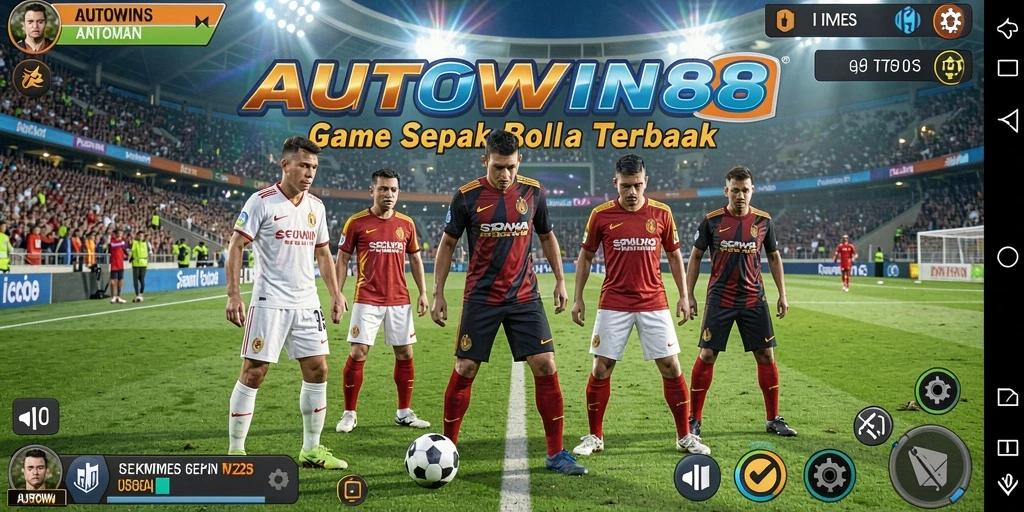 Tampilan gameplay menegangkan dari AUTOWIN88 di lapangan sepak bola.