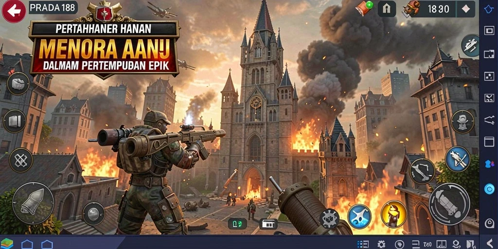 Gameplay seru dengan menara dan musuh di PRADA188.