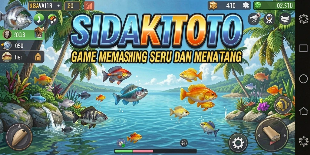 Screenshot gameplay SIDAKTOTO menunjukkan keseruan memancing.